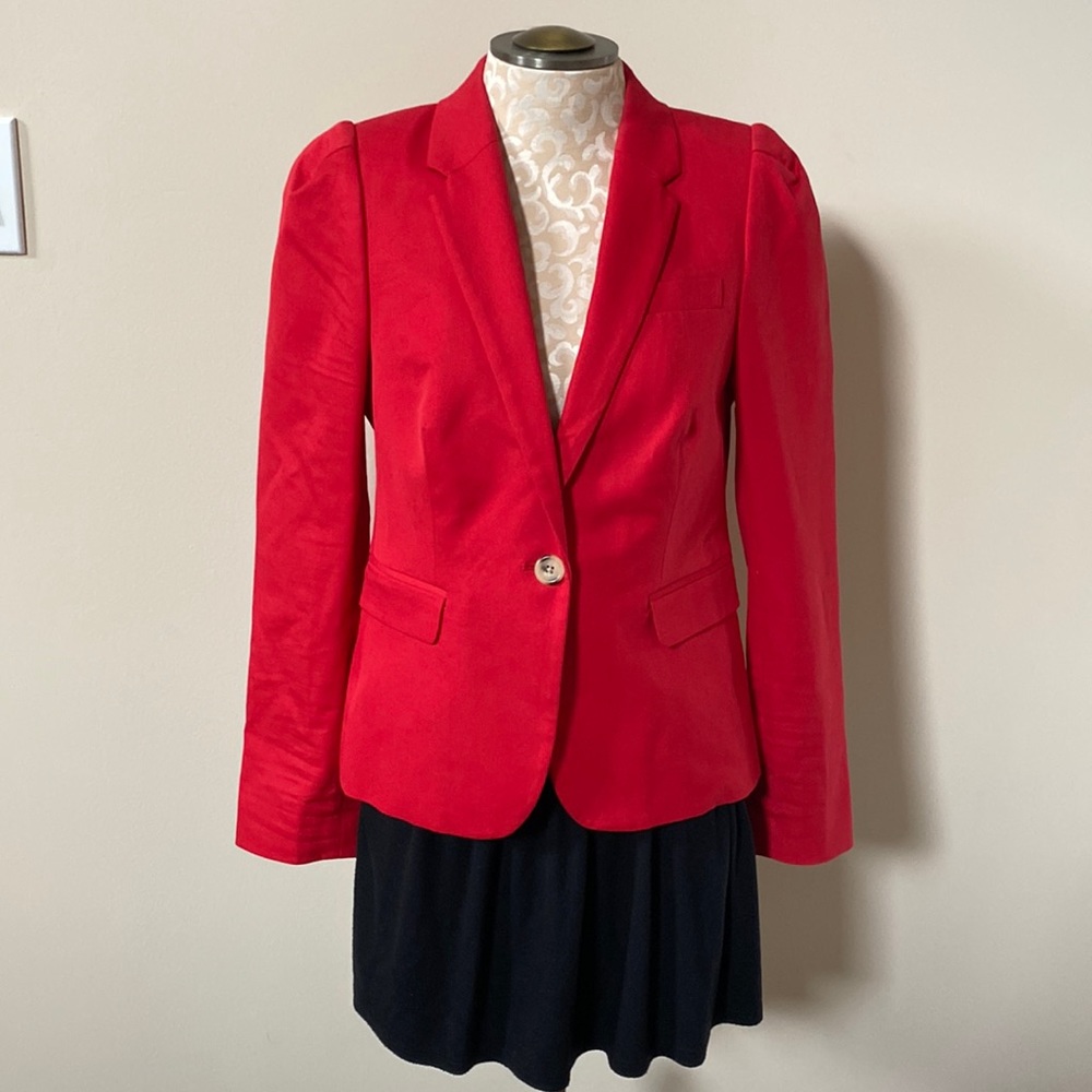 J. Crew Red Notch Collar Blazer